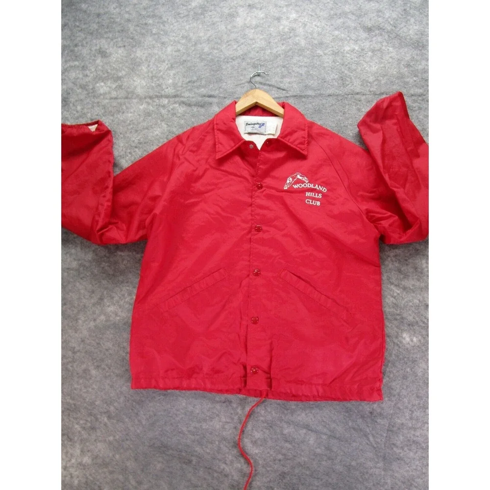 Vintage Swingster Jacket Adult Medium Made USA Red Woodland Hills Club‎ VTG
